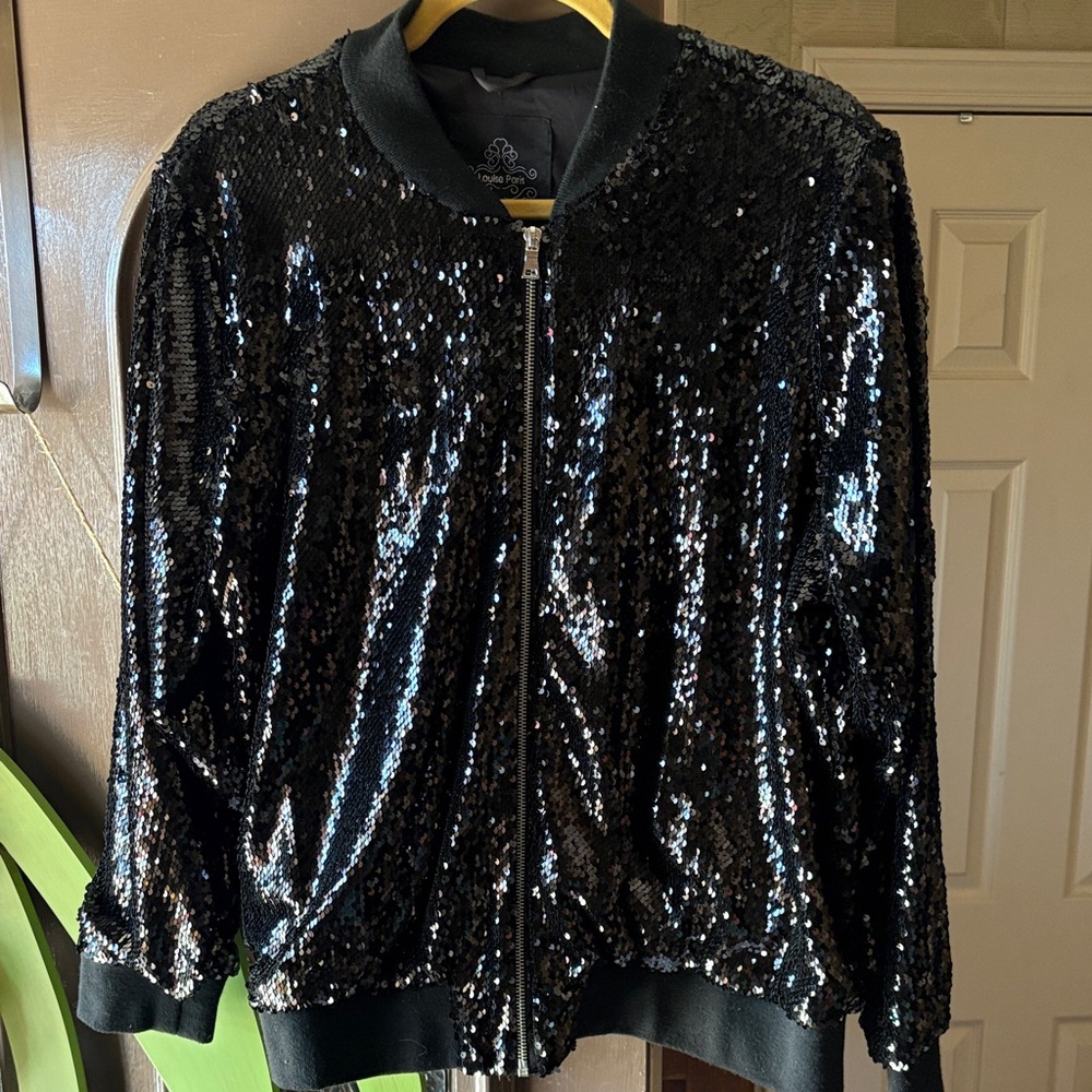 Sequin Black Bomber Jacket